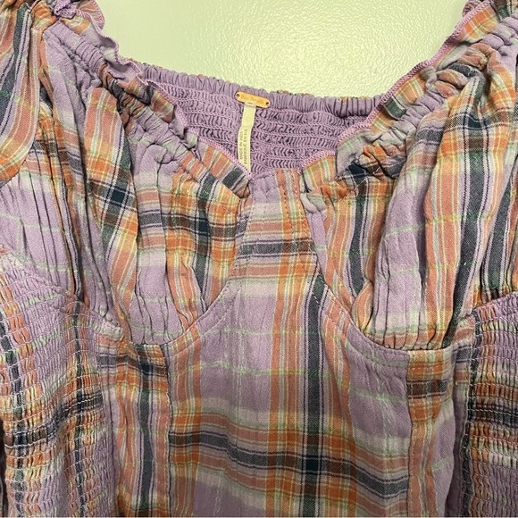 Free People Cherry Bomb cropped purple madras corset top size small petite SP - Picture 9 of 15